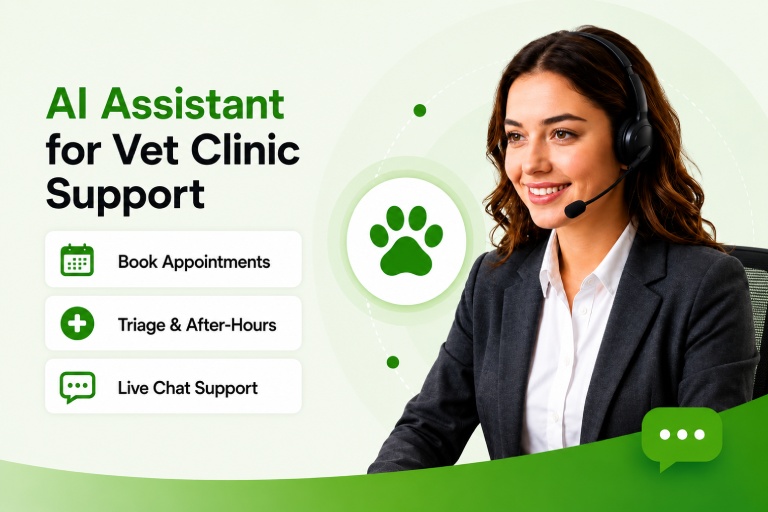 Isabella, AI receptionist demo interface for veterinary clinics